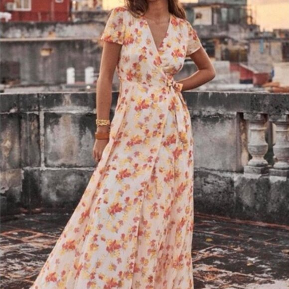 Sezane Armelle Dress Poppy Nude Floral - Picture 1 of 8